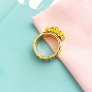 Gold Taxi! Yellow Cab Ring Size 6 + dust bag